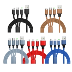 New usb charger cable 3 in 1 nylon braided for iphone cable