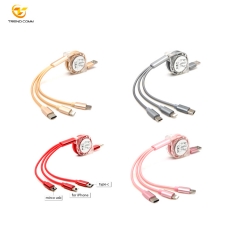 Stretch mobile data cable 3 in 1 charger cable for iphone