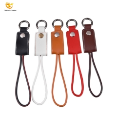 Leather retractable charging cable micro USB data cable