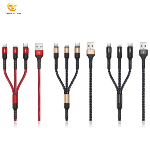 Wholesale 3 in 1 Nylon Braided Alloy For Micro Usb Cable