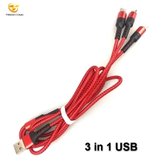 Wholesale 3 in 1 Nylon Braided Alloy For Micro Usb Cable