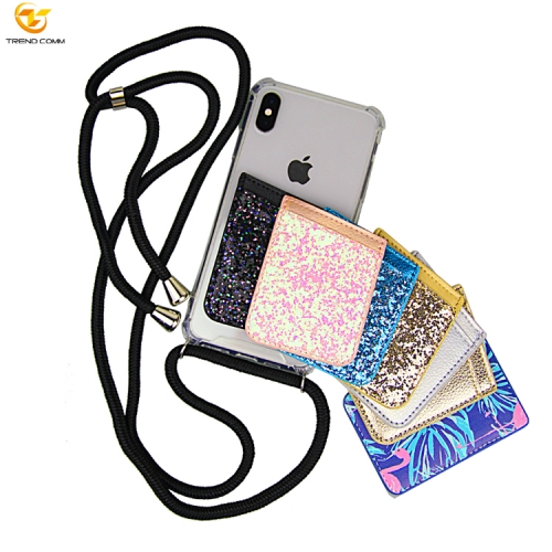 For iPhone Xs Max PPM Strap Necklace Mobile Case Chain Rope Phone Case with Card Holder