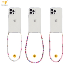 Stock Ready PC Drop Proof Customised Transparent Wholesale Flower Beads Strap DIY Phone Case For iPhone 11 12 13 Series