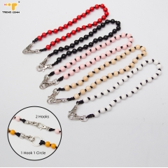 DIY Customized Logo Wrist Hand Chain Women/Men Plastic Hook Case Mobile Covers Removable Eco-friendly Wooden Beaded Phone Strap