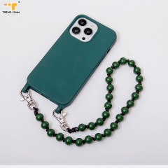 DIY Customized Logo Wrist Hand Chain Women/Men Plastic Hook Case Mobile Covers Removable Eco-friendly Wooden Beaded Phone Strap