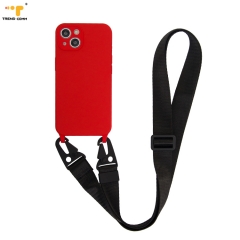 Crossbody Phone Cover Shockproof Mobile Necklace Inner Velvet Liquid Silicone Case For iPhone 13