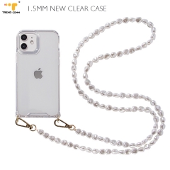 Girly Amazon Top Seller Pearl Chain Strap Luxury PC TPU Trend Custom Logo Bulk Clear Designer Phone Cases For iPhones