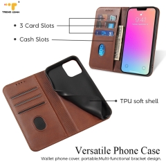 Custom Luxury Low MOQ Leather Flip Holder Wallet Case For iPhone 13 Pro Max