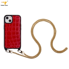 Chain 120cm Personalized Litchi Pebble PU Crossbody Leather Crocodile Phone Luxury Case