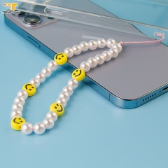 Smile Face Fruit Handmade Chain Rainbow Wrist String Acrylic Pearl Phone Strap Beads Cartoon Designer Beaded Lanyard