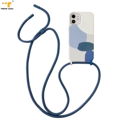 Easy Detach Polyester Crossbody Strap Back Cover OEM Water Transfer Print Silicone Cases Para For iPhone 13 Series