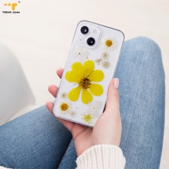 OEM Epoxy Resin Basic Transparent Colorful Flower Contact Lens Case TPU+Acrylic Back Cover