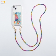 Novel style rope crossbody mini necklace key chain Case Custom Phone Wrist Strap Beaded charm lanyard