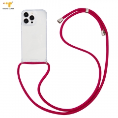 Clear Cord Necklace Shoulder with TPU+PC Mobile Phone strap Cover Case for Iphone 11 12 13 14 Pro ROHS