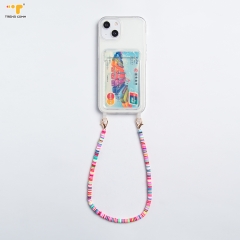 Novel style rope crossbody mini necklace key chain Case Custom Phone Wrist Strap Beaded charm lanyard