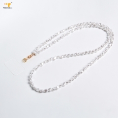 Jewelry trend Luxurious Pearl bracelet lanyard with logo custom polyester neck chain Case Phone Wrist