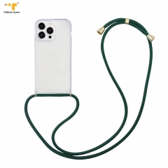 Clear Cord Necklace Shoulder with TPU+PC Mobile Phone strap Cover Case for Iphone 11 12 13 14 Pro ROHS