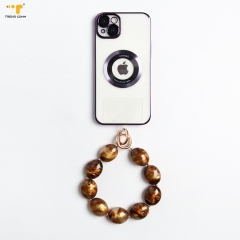 Custom Bead To Phone With Acrylic accessories chain strap clear for iphone 14 pro max back cover