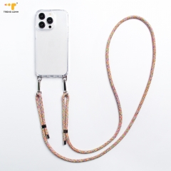 Personalized white fashion smart phone metal pad neck beaded chain charm wrist strap universal phone lanyard crossbody