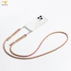 Personalized white fashion smart phone metal pad neck beaded chain charm wrist strap universal phone lanyard crossbody