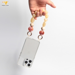 Hang around neck personalized white fashion waterproof universal beaded chain charm wrist strap mobile phone lanyard