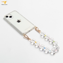 Hang around neck personalized white fashion waterproof universal beaded chain charm wrist strap mobile phone lanyard