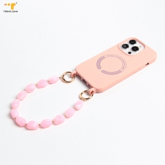 2023 Wrist crossbody universal strap hang around neck acrylic custom beaded multi color diy phone case charms