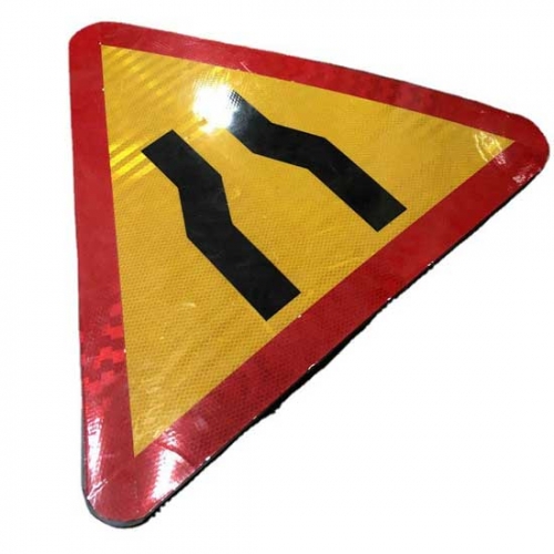 Customized traffic safety Signs Plastic Temporary reflective triangle road signs  vinyl traffic control sign black on organge  semi-rigid plastic road