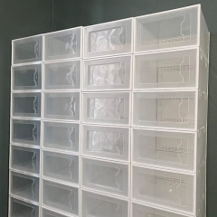 Clear PP shoe Storage  boxes  Dust-proof Transparent  Plastic Shoe Storage Boxes Clear Plastic Stackable Shoe Organizer for Closet, Space Saving Folda