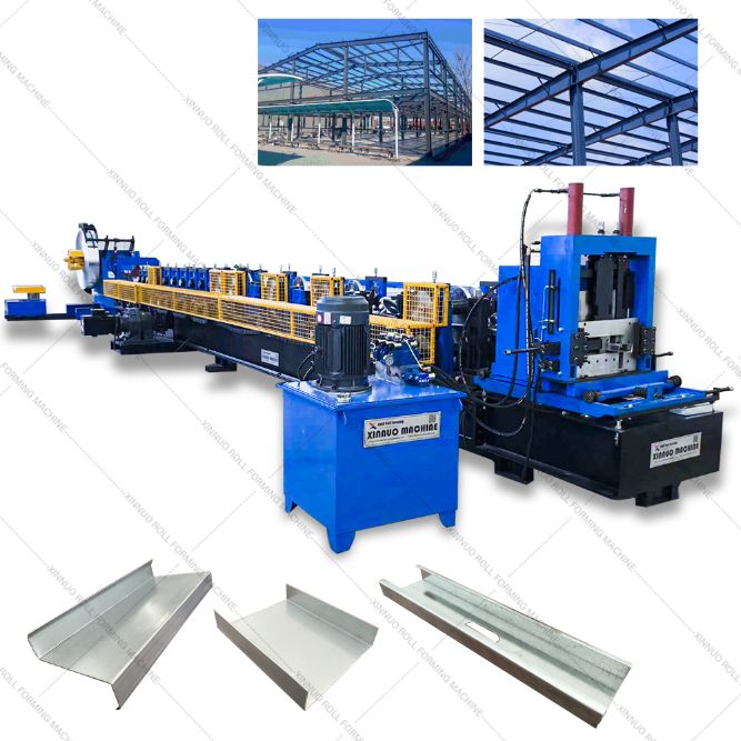 xinnuo one-click quick model change metal cz purlin cold roll forming machine