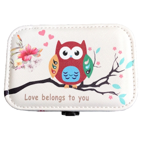 Owl Pattern Travel Jewelry Box Organizer