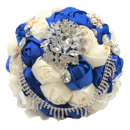 Pearl Rhinestone Jewelry Bouquet Silk Roses for Wedding
