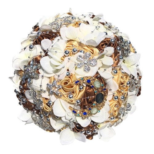 Moon Star Jewelry Wedding Brooch Bouquet Silk Rose