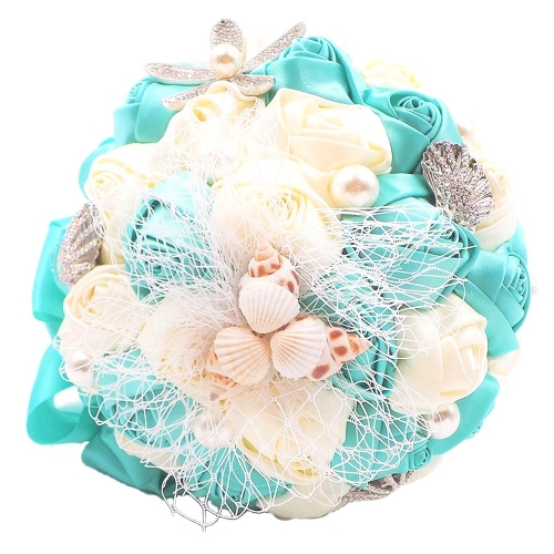 Pearl Seashell Rhinestone Decoration Beach Wedding Bouquet