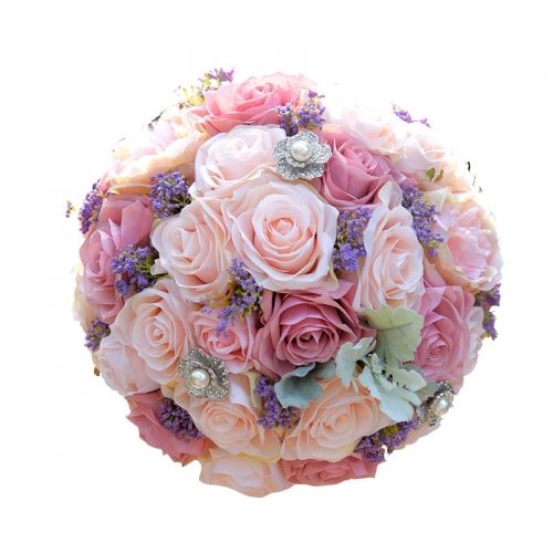 Dusty Pink Peony Rose Bridal Wedding Bouquet Jewel Décor