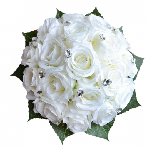 Handmade Silk Rose Wedding Flower Bouquet