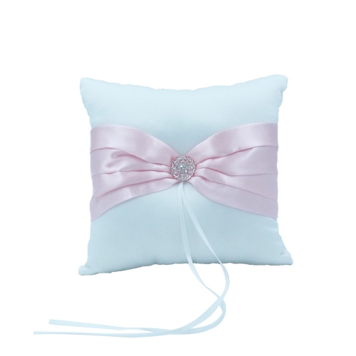 Double Heart Rhinestone Wedding  Ring Bearer Pillow Pink