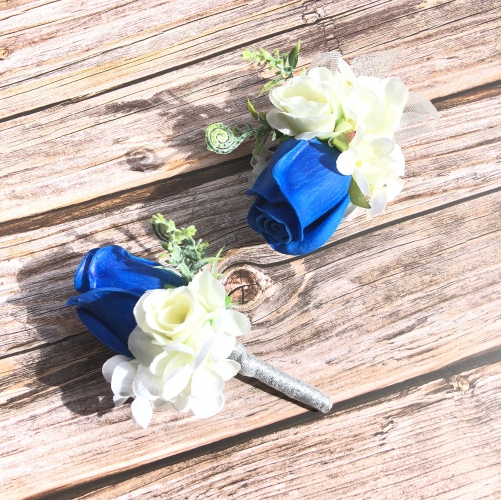 rom Corsage Boutonniere Set Rose Flower Pin Wristlet for Party