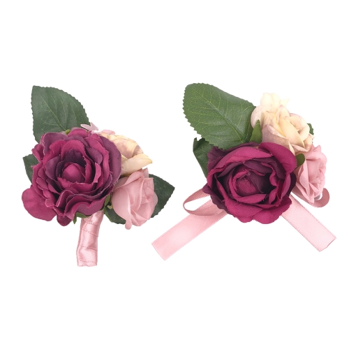 Prom Wrist Corsage Brooch Boutonniere Set Wedding Flower Décor