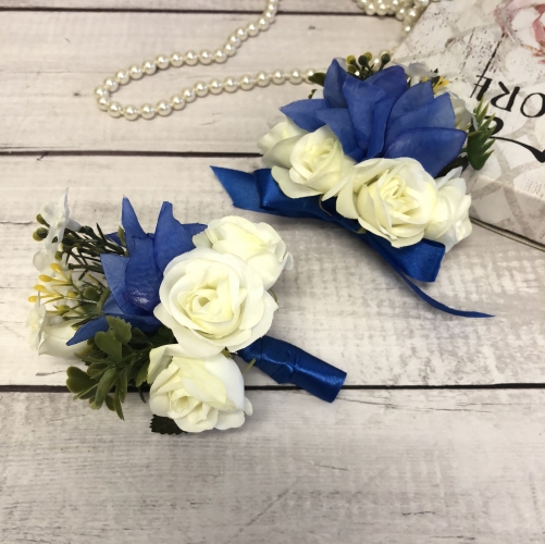 Rose Buds Daisy Flower Prom Wrist Corsage Boutonniere Set