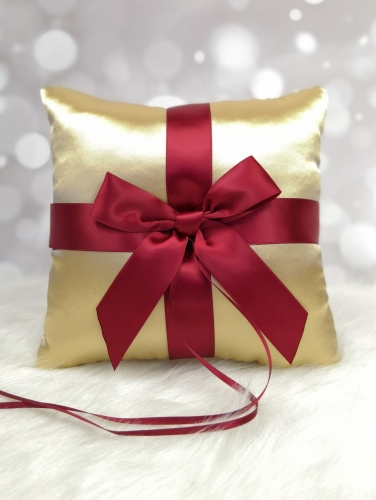 Red Bow Wedding Ring Bearer Pillow