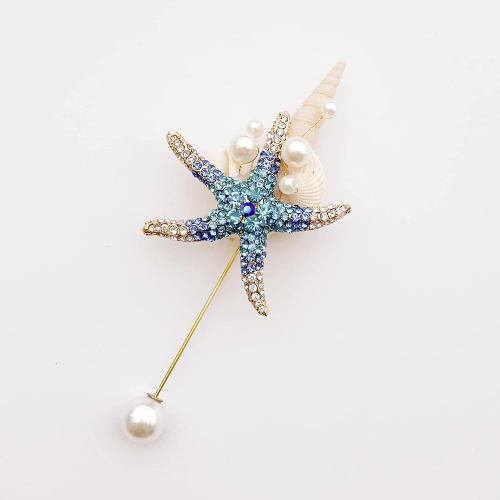 Beach Wedding Starfish and Pearl Gold Wrist Corsage for Bride and Bridesmaid, Boutonniere for Men, Classic Rustic Boho Wedding Accessories