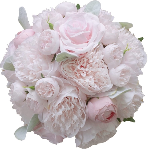 Pink Wedding Bridal Bouquet, Artificial Flowers Fake Silk Rose Masora Bridal Bouquet Flowers Artificial Flower Arrangements for Home Decoration