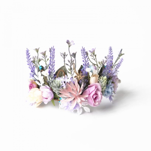 Flower Crown Girls Boho Flower Headband Hair Wreath Floral Halo Headpiece with Ribbon Wedding Party Festival Photos