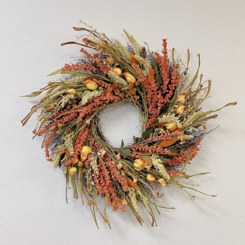 24 Inch Fall Wreath Front Door Wreath Grain Wreath Harvest Gold Wheat Ears Circle Garland Autumn Wreath for Front Door Wedding Wall Home Thanksgiving