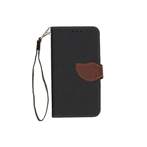 Leather phone case Black（with leaf ）