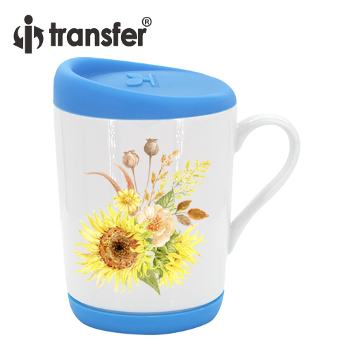 11oz Sublimation Ceramic Mug with Silicon Lid and Base