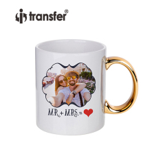 11oz Plated Ceramic Mug-Gold Handle