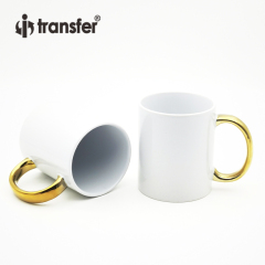 11oz Plated Ceramic Mug-Gold Handle