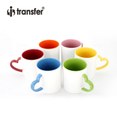 11oz Inner Rim Color Mug With Heart Handle